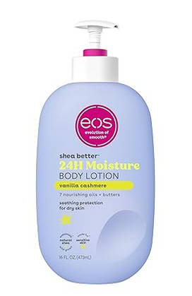 eos Shea Better Body Lotion- Vanilla Cashmere, 24-Hour Moisture Skin Care, Lightweight & Non-Greasy, Made with Natural Shea, Vegan, 16 fl oz